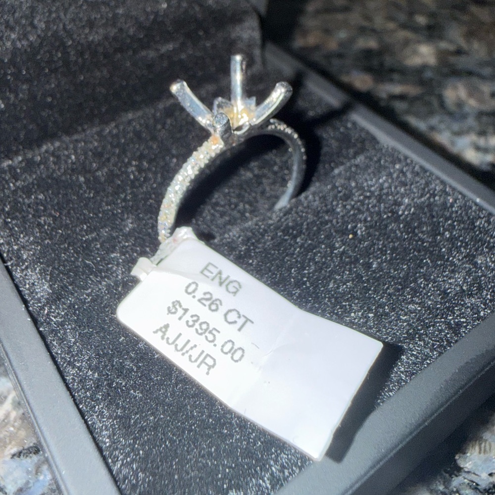 0.26 CT Silver Ring Setting with Diamond Accents NWT